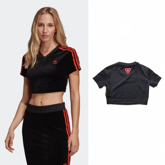 Adidas velvet crop top Clearance